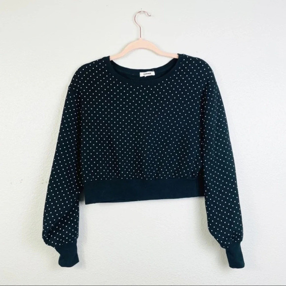 Garage Sweaters - GARAGE Black And White Polka Dot Cropped Sweater Small‎